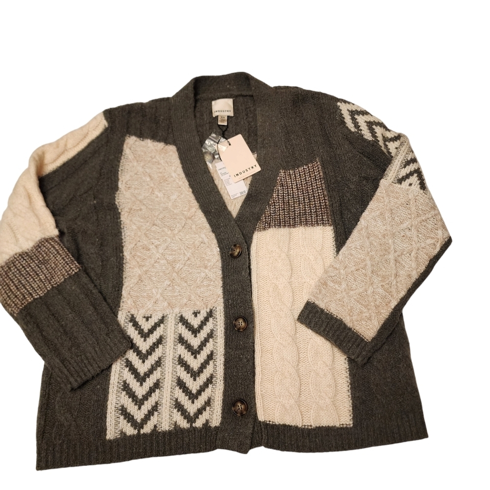 Industry Republic Oversized Button Up V-neck Cardigan Sweater M - Picture 2 of 12